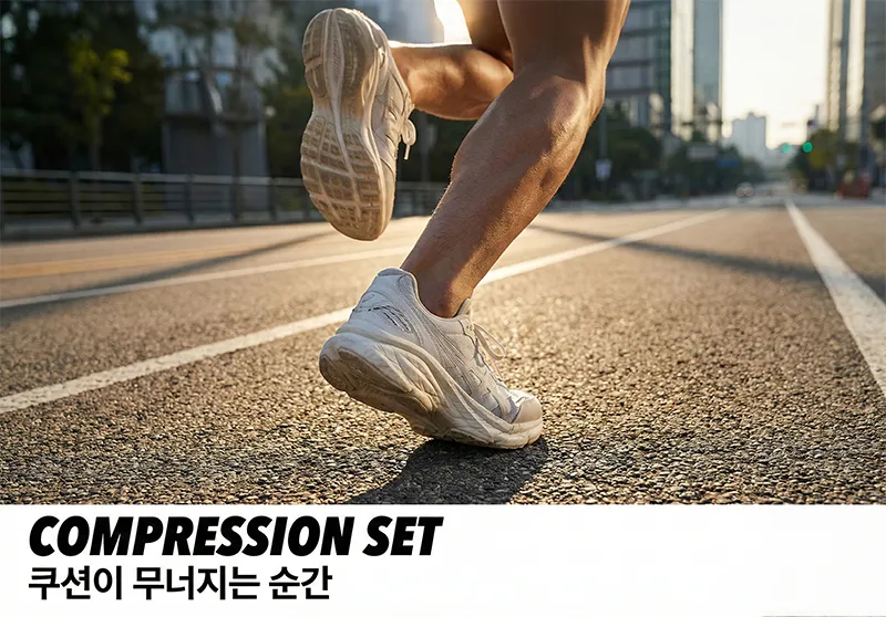 러닝화 미드솔 압축 현상, EVA 폼 쿠셔닝 저하 및 바텀 아웃