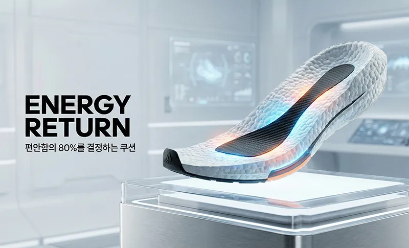 나이키 줌X 아디다스 부스트 폼 미드솔 쿠션 단면 확대 사진
