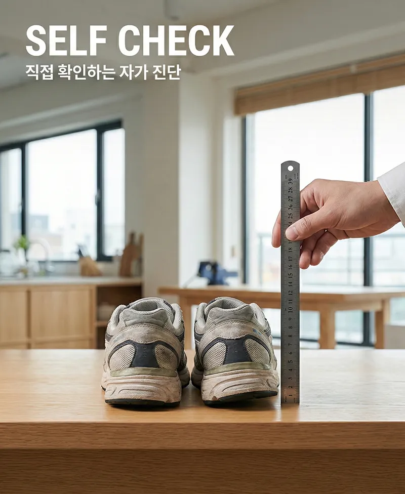 운동화 수명 자가 진단법 테이블 테스트 및 힐 카운터 확인 방법