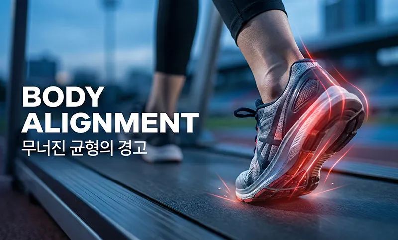 낡은 러닝화 착용 시 발생하는 무릎 충격과 족저근막염 원인 시각화